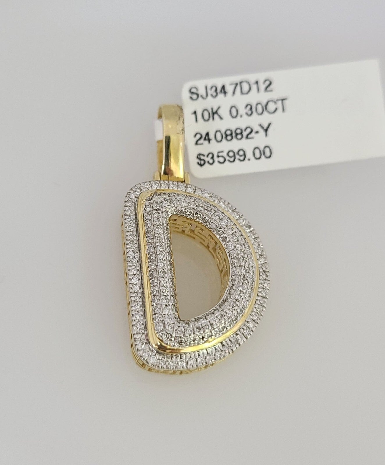 10k Initial " D " Diamond Pendant Charm Yellow Gold Alphabet Men's Ladies