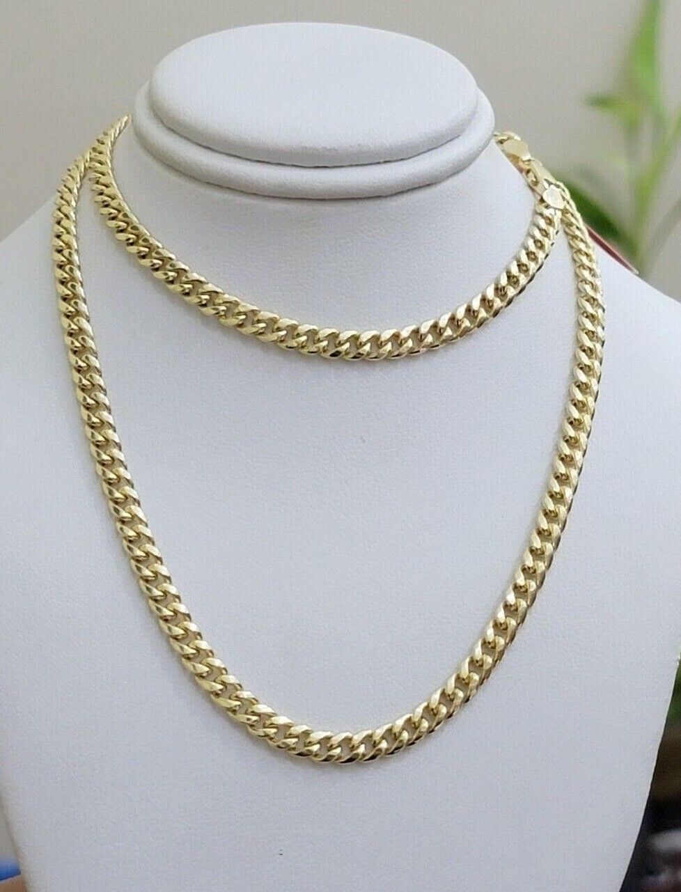 Real 14k Yellow Gold Chain Miami Cuban Link Necklace 24 Inch 5mm 10kt Men Women