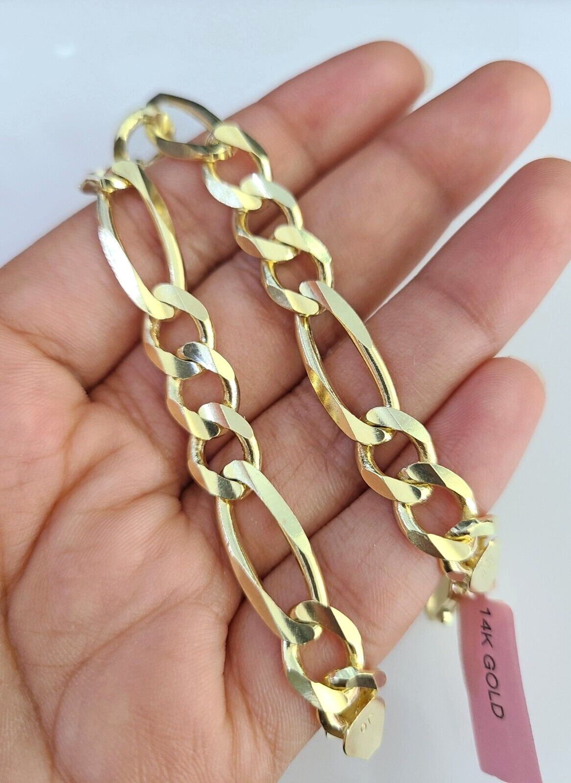 Real 14k Yellow Gold Figaro Bracelet 8mm 8 Inch Lobster Clasp Brand New 14KT