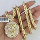 10k Rope Chain Roaring Lion Charm Pendant Gold 18"-30'' Inch 7mm Necklace