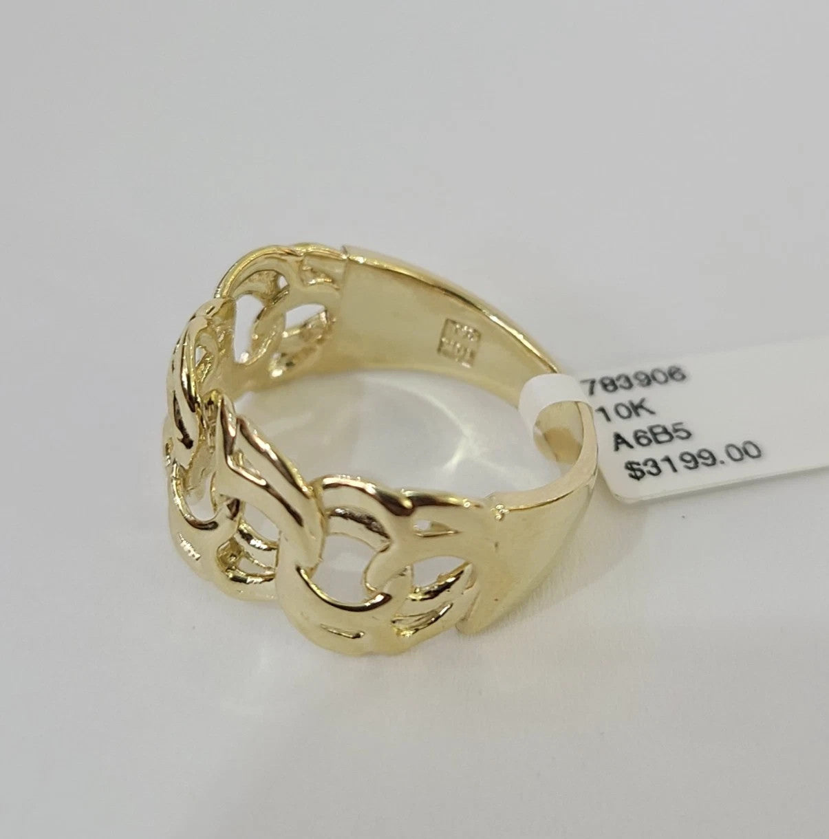 Real 10k Cuban Curb Ring Yellow Gold Women Men Genuine 10Kt