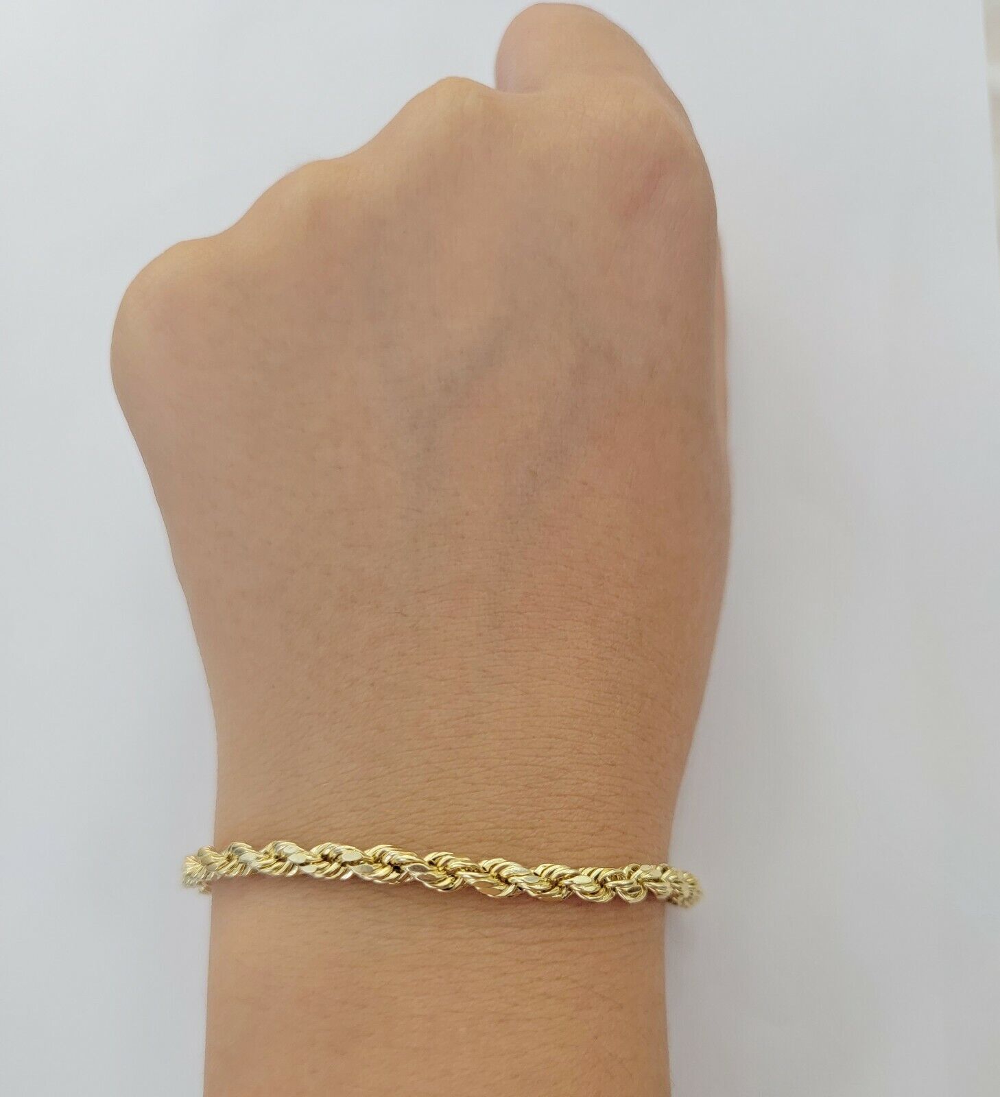 10K Yellow Gold Real Rope Bracelet – 5mm Thick, 7.5 Inches, Made In Italy – Men & Women