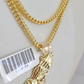 10k Gold Franco Chain Praying Hand Charm Pendant 2.5mm 18-24 Inches Necklace SET