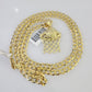 10k Gold Chain Necklace Basket Ball Pendant Set Cuban Curb 5mm 20"-28" Charm