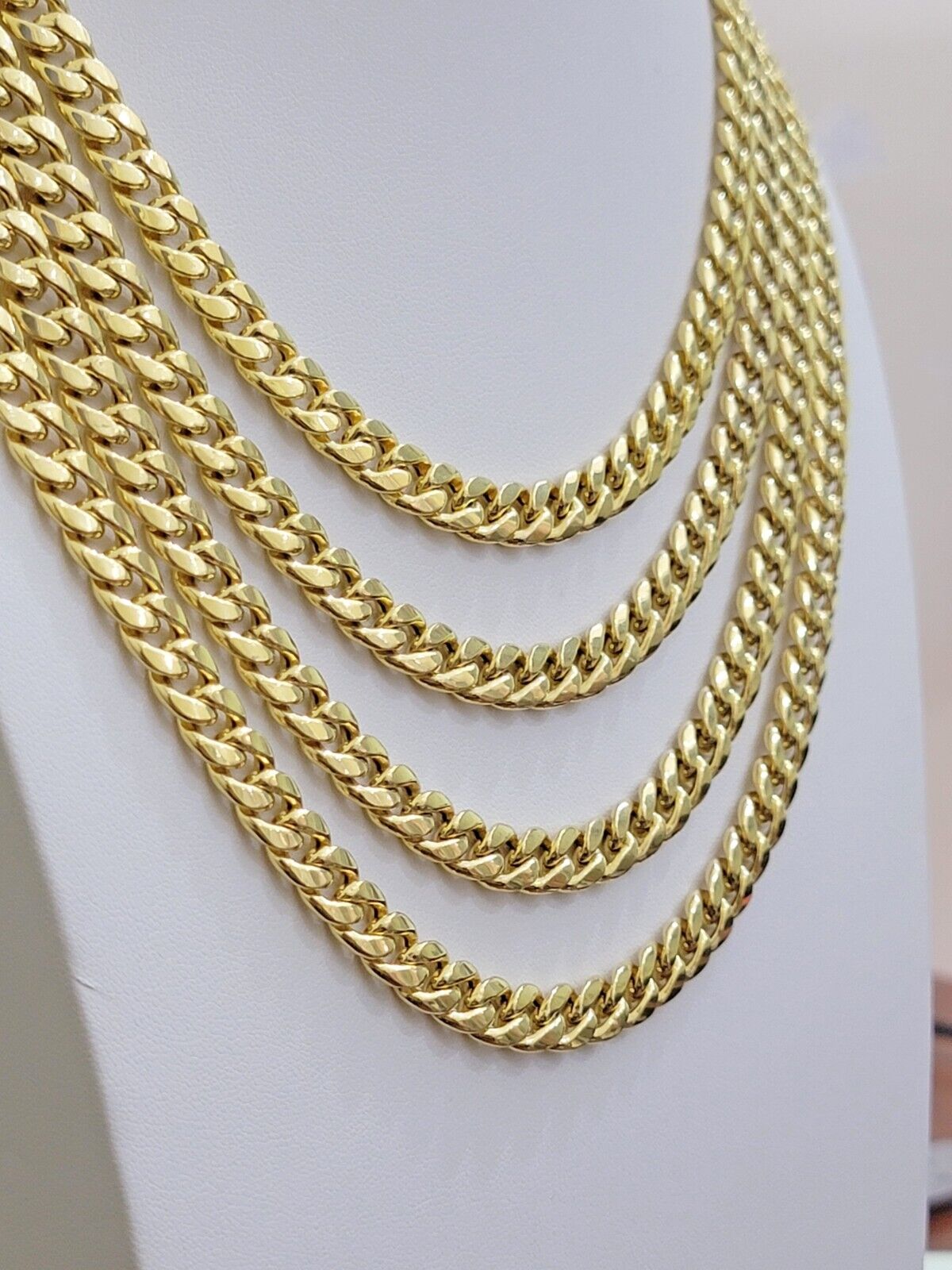 Real 10k Gold Chain Necklace Miami Cuban Link 18"-28" Inch 8mm Box Lock 10kt Men