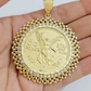 10kt Gold 1947 Mexican Centenario Coin Charm Pendant 50 pesos With 10k Bezel NEW