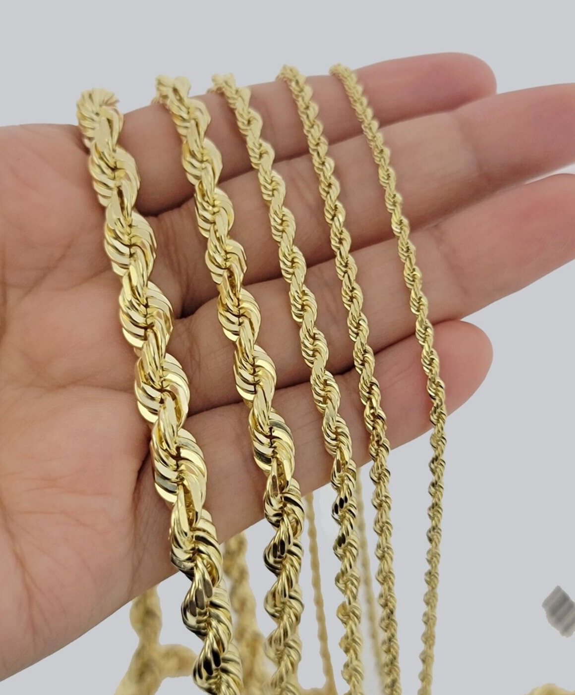 Solid 10kt Gold Rope Chain Necklace 2.5mm 3mm 4mm 5mm 6mm 7mm Diamond Cuts SALE