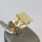 10k Nugget Ring Cuban Yellow Gold Women Men Real Genuine 10Kt