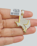 10k Yellow Gold Diamond Texas Map Charm 0.80CT Real 10Kt Pendant Natural Genuine