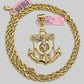 Solid 14k Gold Rope Chain Necklace Jesus Anchor Charm Pendant  20" Inch 4mm 14KT