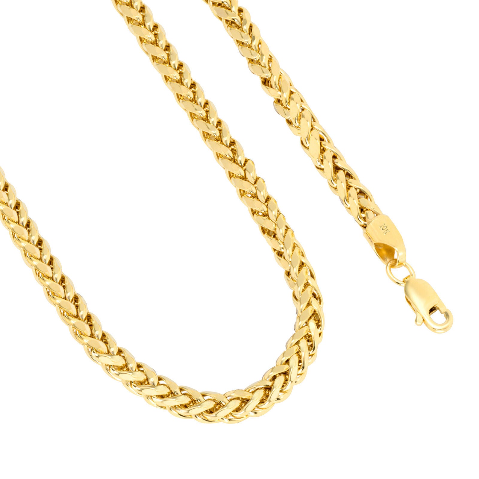 Real 10K Yellow Gold Chain Necklace Wheat Palm Spiga  16