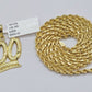 10k Yellow Gold Rope Chain 100 Charm Pendant Set 18"-28 Inch 3mm Necklace REAL