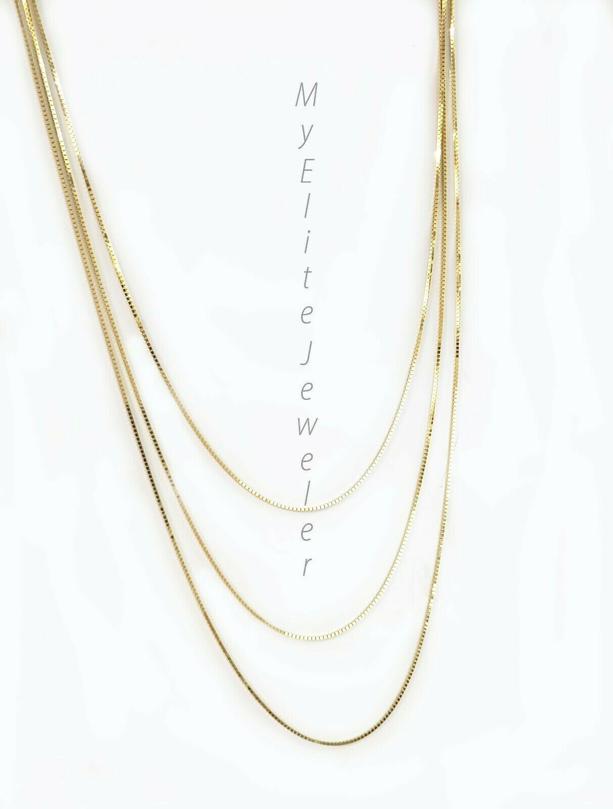 10k Solid Yellow Gold Box Link Necklace Pendant Chain Men Women 16" - 24" .8mm