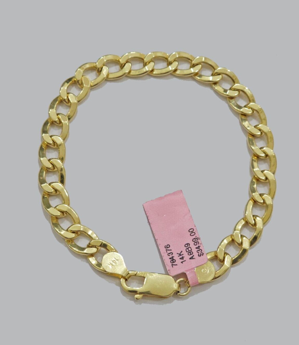 Real 14k Yellow Gold Cuban Curb Bracelet 8mm 8 Inch Lobster Clasp 14 KT New SALE