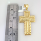 10k Gold Franco Chain Jesus Cross Charm Pendant 2.5mm 18-24 Inches Necklace