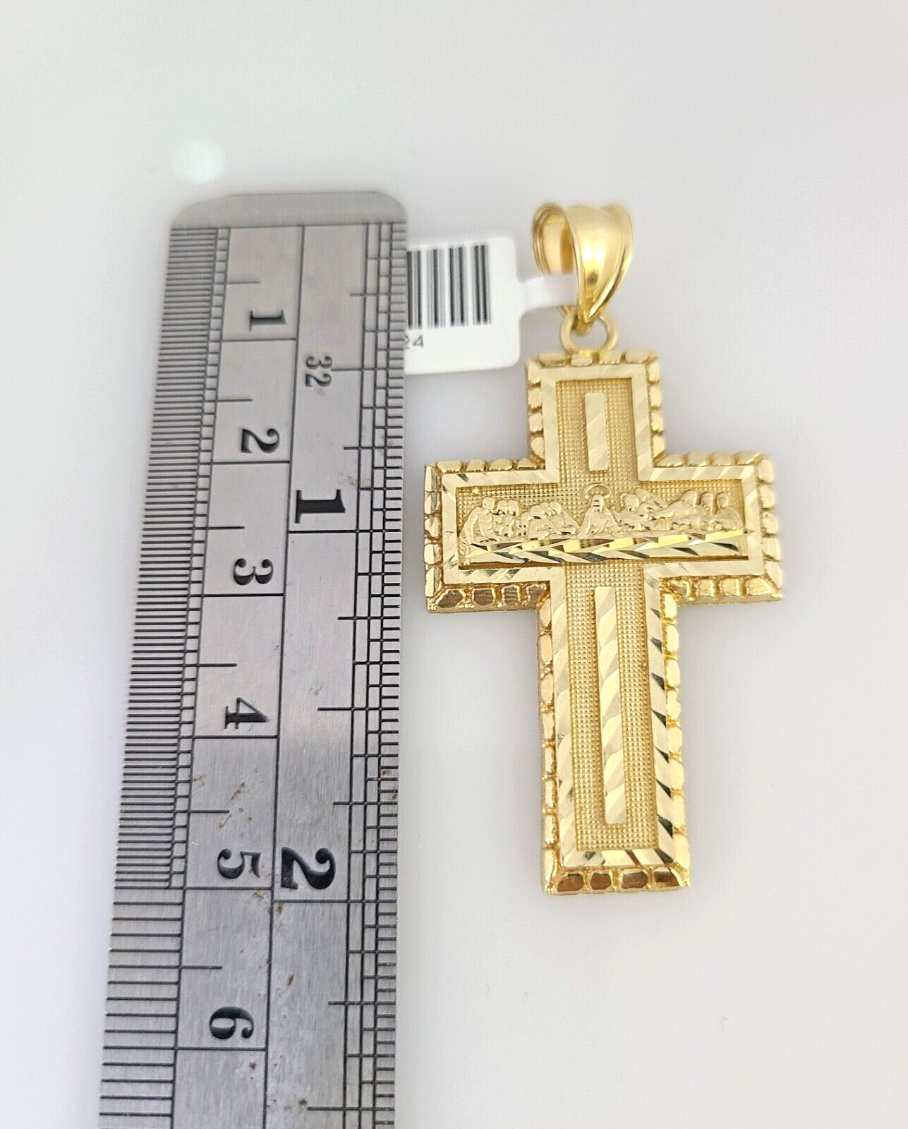 10k Gold Franco Chain Jesus Cross Charm Pendant 2.5mm 18-24 Inches Necklace