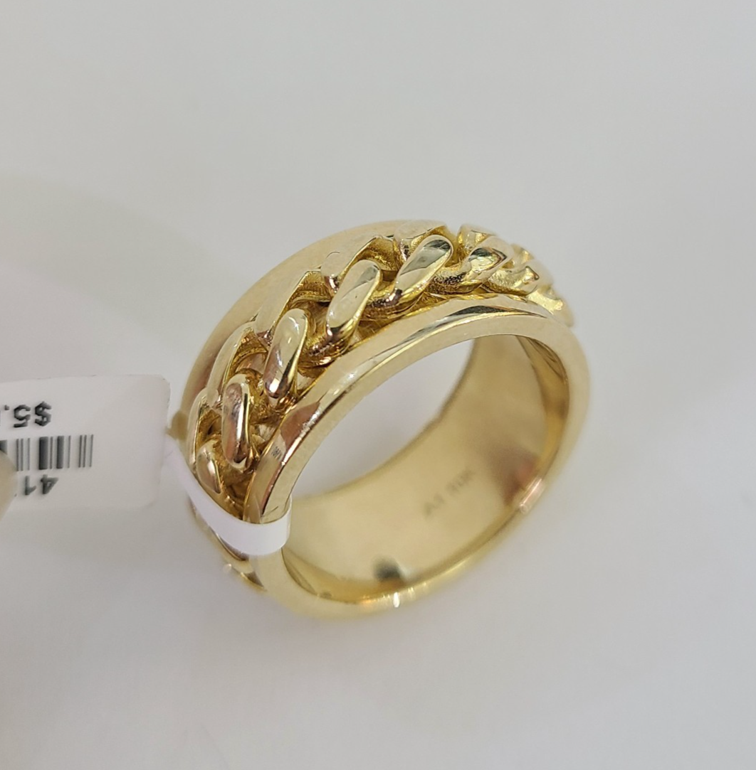 10k Miami Cuban Ring Casual Band Yellow Gold Genuine Brand New Size 6 7 8 9 10 11 & 12