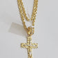 14k Gold Rope Chain Necklace Cross Charm Pendant Set 16-28" inch 3mm , Real 14KT