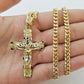 10k Yellow Gold Link Chain Pendant 5mm 18"-28" Miami Cuban Necklace Cross Charm