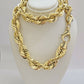 REAL 10k Gold Rope Chain Necklace 24 Inch 17mm Thick Diamond Cuts Men's 10kt