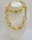 REAL 10k Gold Rope Chain Necklace 24 Inch 17mm Thick Diamond Cuts Men's 10kt