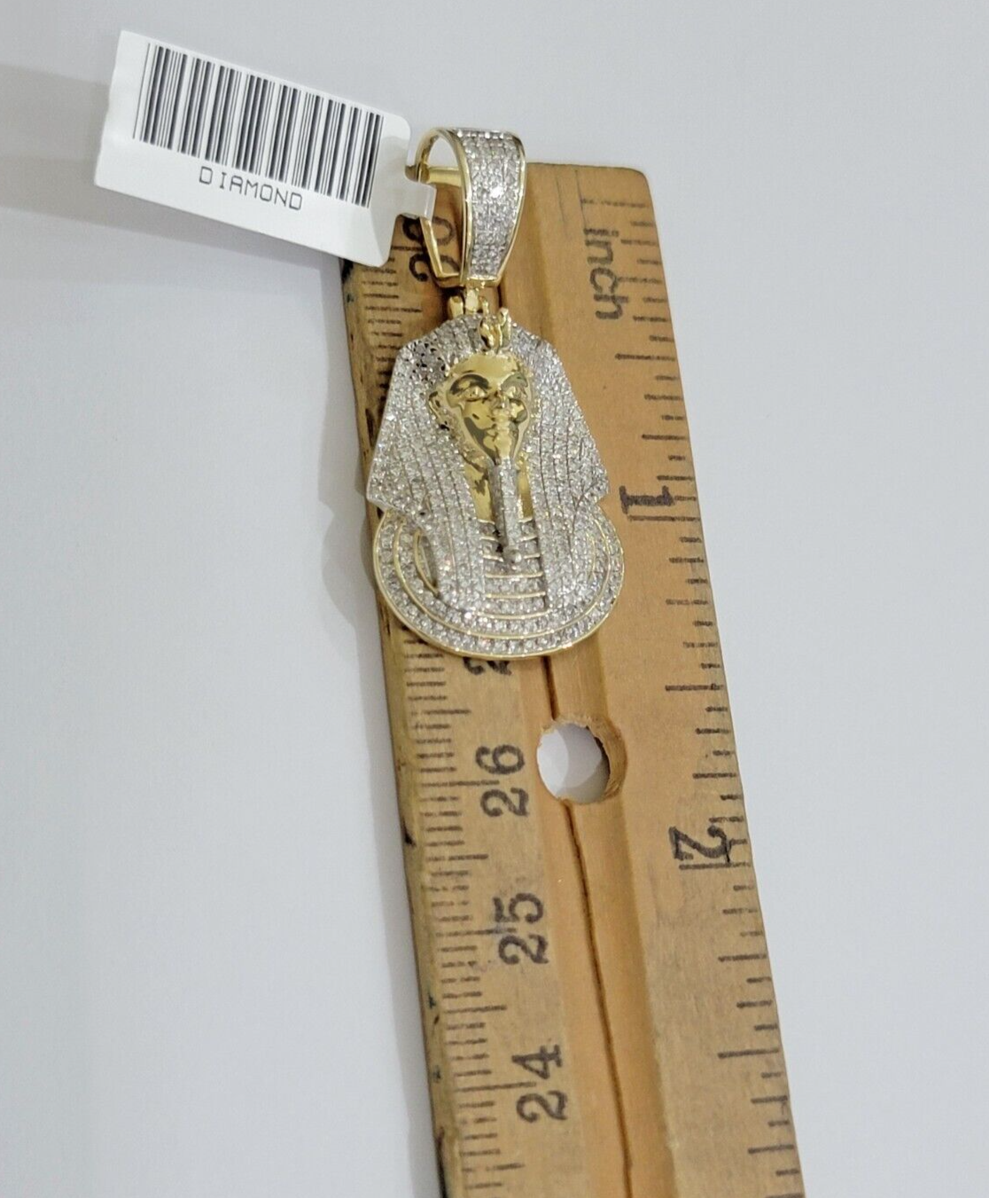 Real Diamond Pharoah Charm Pendant 10k Yellow Gold 0.85 CT Natura Chain Necklace