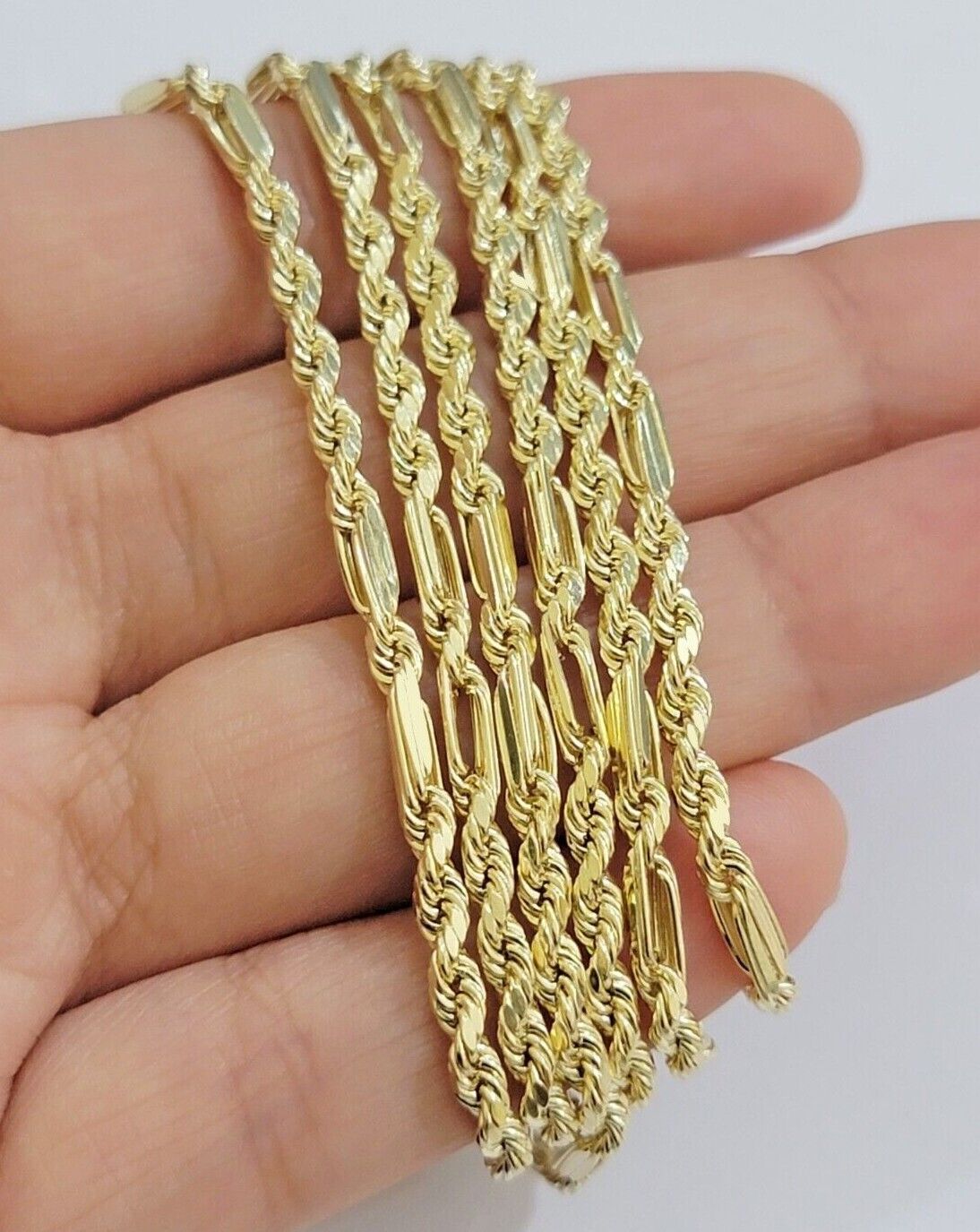 Real 10k Yellow Gold Milano Rope Chain Necklace 18
