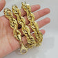 REAL 10k Gold Rope Chain Necklace 24 Inch 17mm Thick Diamond Cuts Men's 10kt