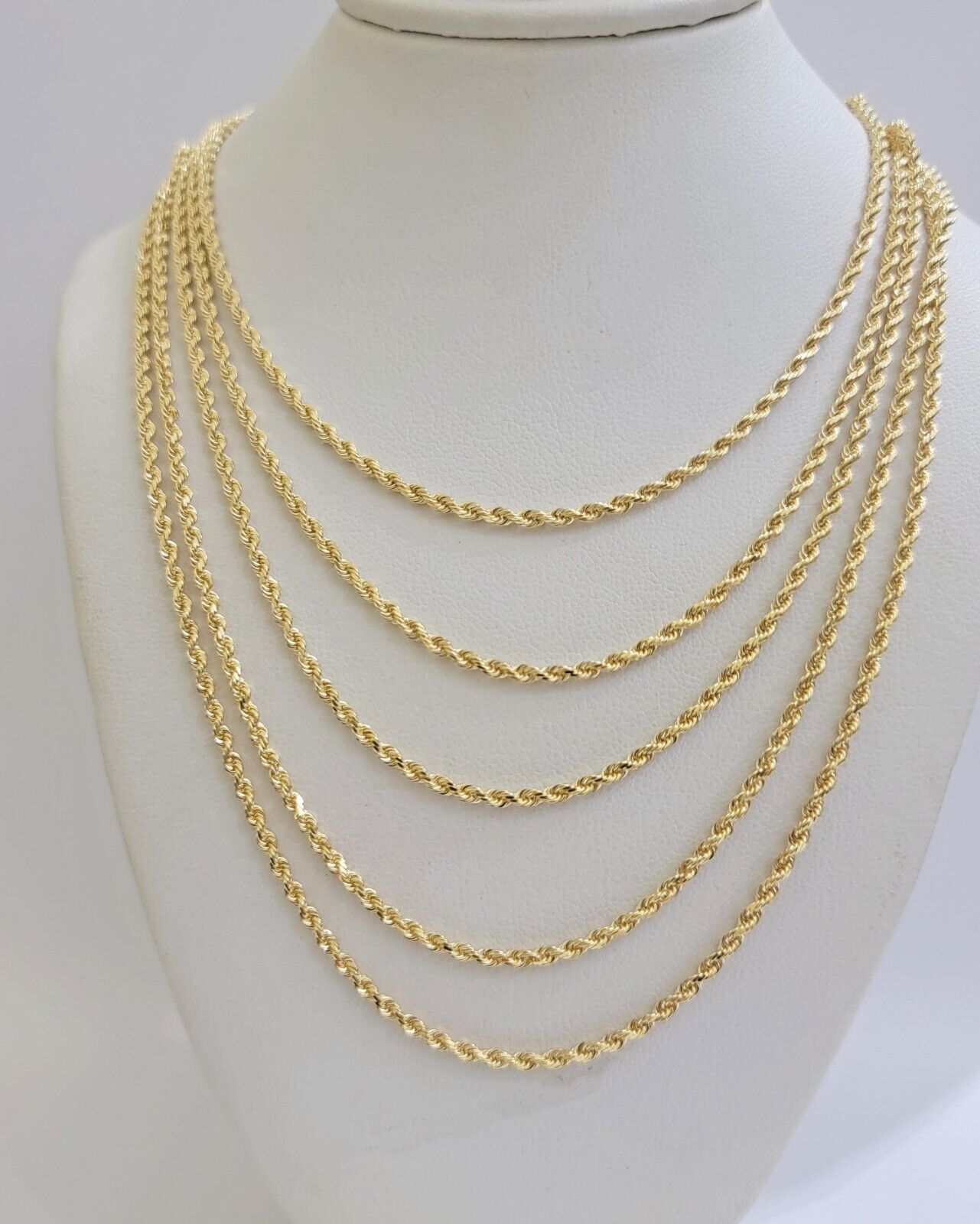 Real 18k Yellow Gold Rope chain necklace 2mm 16-24 Inch Men women SOLID HEAVY