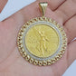 10k Gold Mexican Centenario Copy Coin Charm 50 Pesos Bezel 10kt Pendant Replica