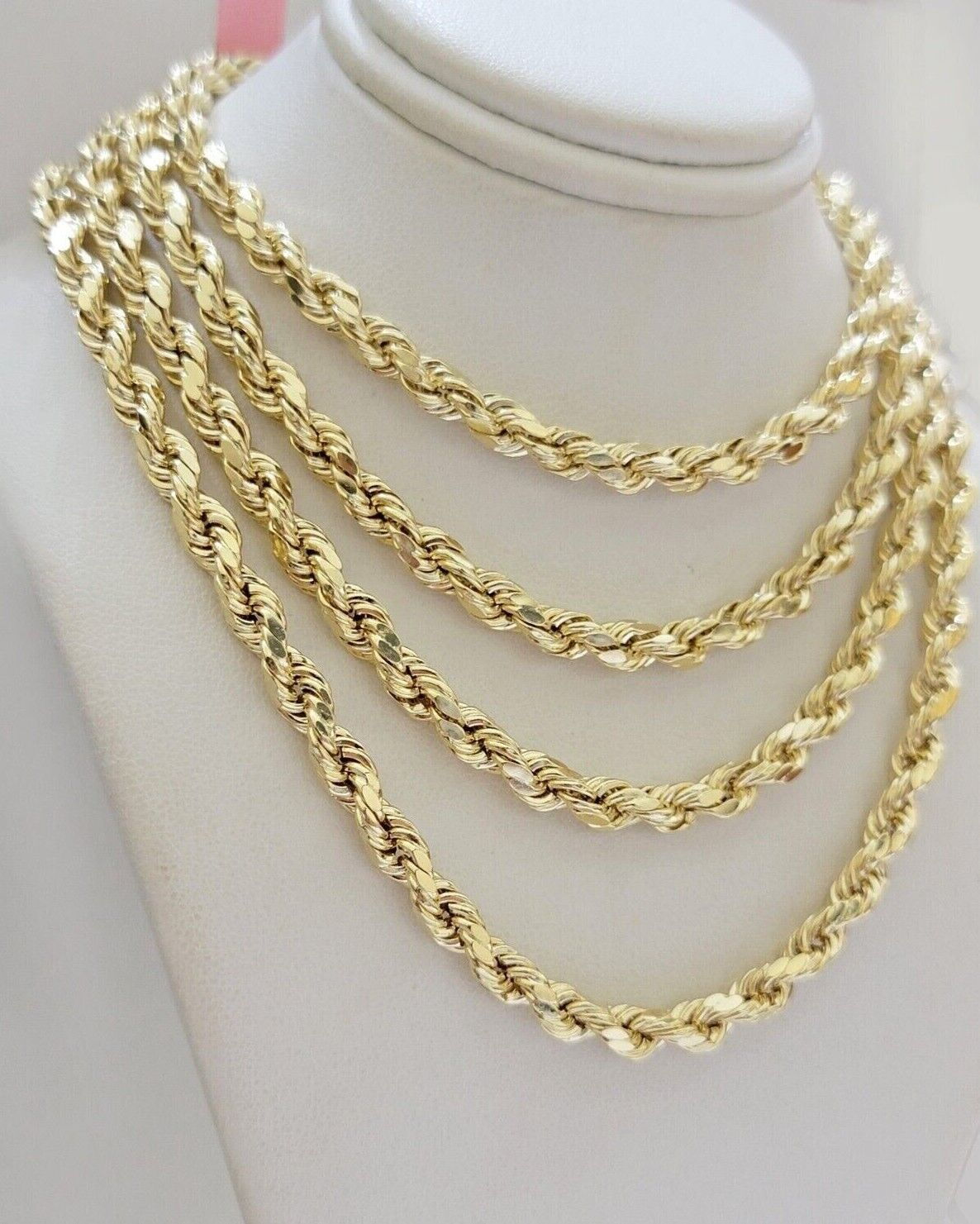 14k Gold Rope Chain Necklace 6mm 18-26 Inch Diamond Cut Men Women REAL 14KT SALE