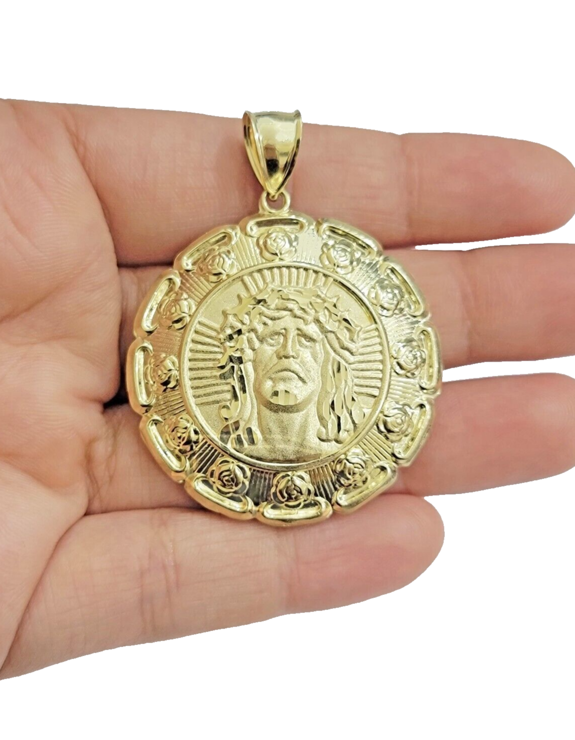 Real 10k Jesus Virgin Mary Charm Pendant Yellow Gold For 10kt Chain Necklace New