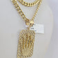 10k Gold Chain Crown Pendant Set Miami Cuban link Necklace 5mm 20"-30" Charm