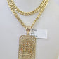 10k Gold Chain Crown Pendant Set Miami Cuban link Necklace 5mm 20"-30" Charm