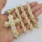 10k Yellow Gold Rope Chain Jesus Cross Charm Pendant 18-30'' Inch 8mm  Necklace