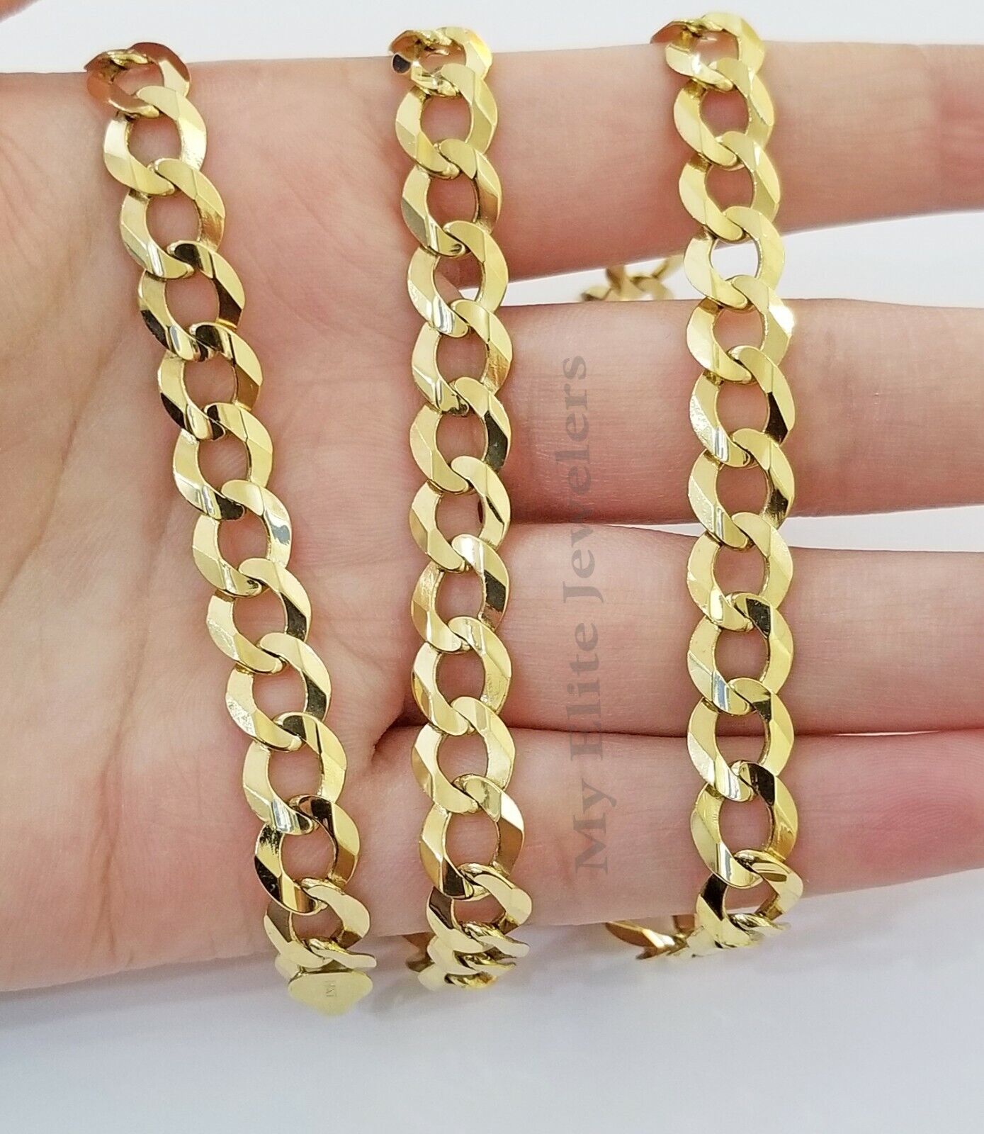 Solid 14k Yellow Gold Cuban Curb Link Chain 9mm Necklace 22