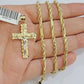 10kt Gold Milano Rope Chain Cross Charm Pendant Set 18-24 Inch 3mm Necklace REAL