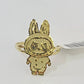 10k Cartoon Monster Ring Yellow Gold Men Women Real Genuine