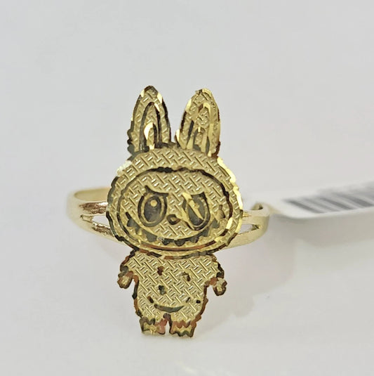 10k Cartoon Monster Ring Yellow Gold Men Women Real Genuine