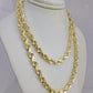 10k Rope Chain Necklace 6mm Solid link Diamond Cut 24" Men Women Yellow Gold