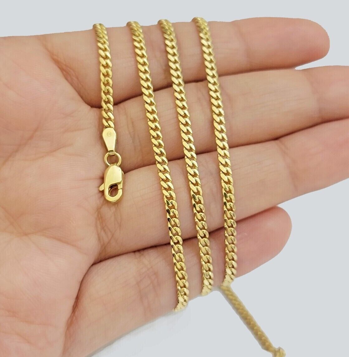 SOLID 18k Gold Miami Cuban Chain Necklace 2.5mm 3.5mm 4mm 18-26 Inches Men Women