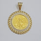 10k Gold Mexican Centenario Copy Coin Charm 50 Pesos Bezel 10kt Pendant Replica