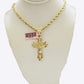 Solid 14kt Gold Rope Chain Necklace Jesus Cross Charm CZ Pendant  20-30 Inch 4mm