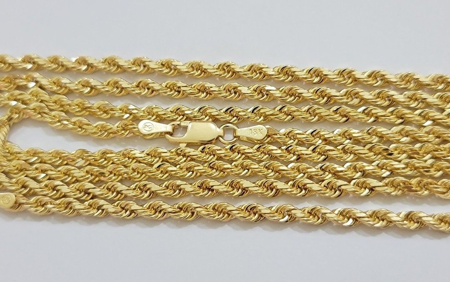 Real 18k Yellow Gold Rope Chain Necklace 3mm 26'' Inch Men Women SOLID HEAVY NEW