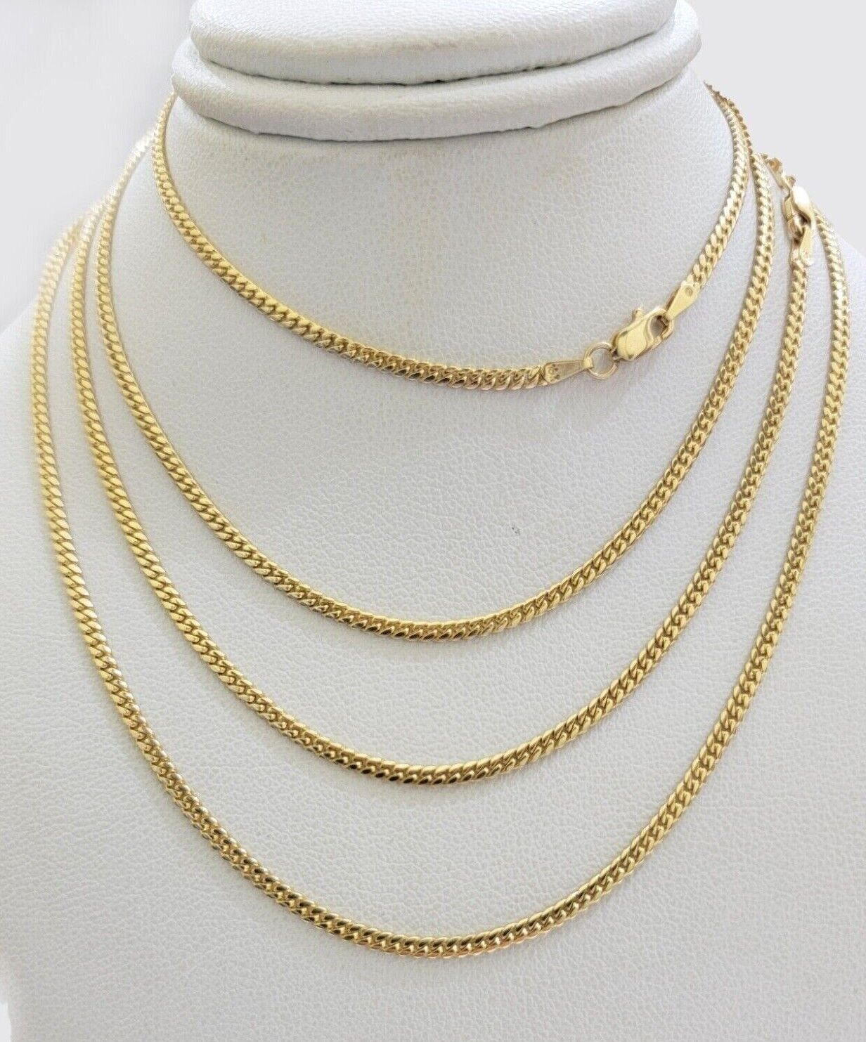 Real 18kt Yellow Gold Miami Cuban Chain Necklace 3mm 18 Inch Men Women SOLID NEW