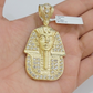 Real 10kt Pharoah Charm Pendant CZ 10k Yellow Gold For Chain Necklace 2.2'' SALE