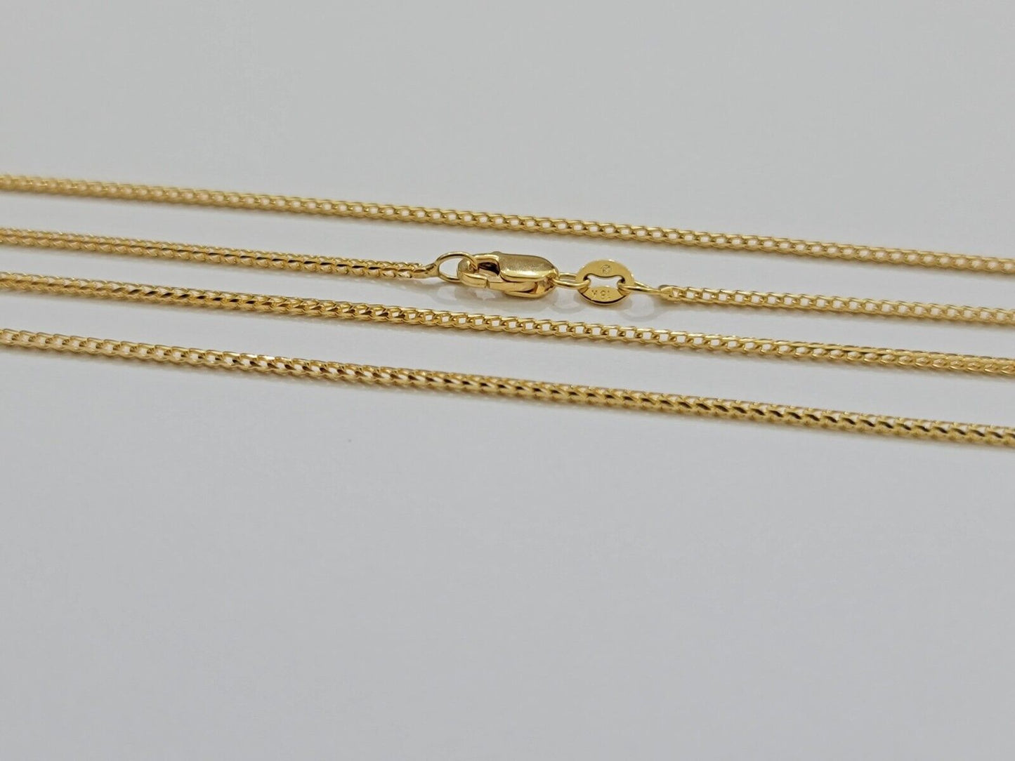 Real 18k Yellow Gold Franco Chain Necklace 1mm 24'' Inches Men Women SOLID HEAVY