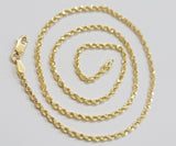 Real 18k Yellow Gold Rope Chain Necklace 20 Inch 2mm Men Women 18 KT SOLID, SALE