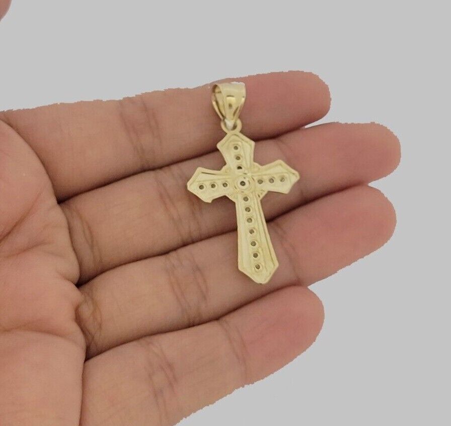 10k Yellow Gold Franco Chain Jesus Cross Charm Pendant 2mm 16-24 Inches Necklace