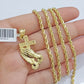 10k Gold Rope Chain Praying Hand Charm Pendant Set 18-28''Inch 3mm Necklace REAL